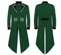 Veste gothique pour homme, frack steampunk, longue, verte, jupe de marche médiévale classique, manteau de cour victorienne, Tuxedo, pirate, vampire, cosplay, tenue de performance, costume d'Halloween