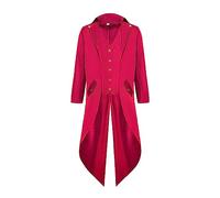 Veste gothique pour homme, manteau steampunk, coupe ample, classique, rouge, frack médiéval, broderie victorienne, jupe de marche, costume de pirate Tuxedo, costume d'Halloween