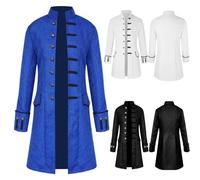 Veste gothique Steampunk pour homme - Style classique vintage médiéval victorien - Uniforme avec poches - Costume de vampire et de pirate - Trench d'hiver à simple boutonnage - Veste coupe-vent