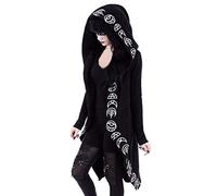 Veste gothique vintage avec capuche - Manteau gothique steampunk - Manteau d'hiver pour femme - Veste adolescente à carreaux - Avec fermeture éclair - Veste d'hiver Harajuku - Long sweat à capuche