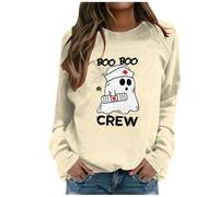 Veste Halloween Pull Femme Hiver, Imprimé Chauve-Souris Automne/Hiver Coupe Ample Manches Longues Gothique Fluide Chaleur Col Ras du Cou Citrouille Tendance Effrayant Sweatshirts Outdoor Festival