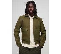 Veste Harrington zippée en tissu crêpe homme - kaki - XS, kaki