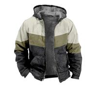 Veste Hiver - Blouson Chaud Homme Sweat-Shirt à Capuche imprimé numérique 3D à Motif de Blocs de Couleurs pour Hommes d'hiver Veste rembourrée Marron (Army Green XXXL)