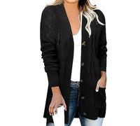 Veste Hiver Blouson Tenue Ete Femme Cardigan Léger en Maille Ouverte avec Poches pour Ete Pull Automne Capuche Hiver Ensemble Zippé Gilet Court Pull Col Roulé Femme Noir XL