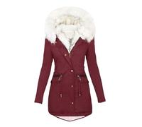 Veste Hiver Femme Automne Hiver Parka Taille Cintrée Doublure Polaire Col Blanc Capuche Chaude Taille Européenne Loose Matelassée Manches Longues pour Grand Froid Manteau Femme Hiver