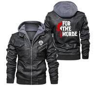 Veste Hiver Homme FOR THE HOR-DE, Blouson De Biker Col Montant L'automne, Manteau Décontractée Étanche Chaude, Similicuir(Black,XL)