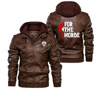 Veste Hiver Homme FOR THE HOR-DE, Blouson De Biker Col Montant L'automne, Manteau Décontractée Étanche Chaude, Similicuir(Brown,XL)