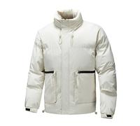 Veste Hiver Homme Korean Version of The Trend Color Warm and Thick Leisure Youth Padded Men(White,XXL)