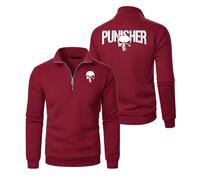 Veste Homme à Zippée Puni-she.r, Blouson Aviateur avec Col Montant, Coupe Vent Homme pour Casual Affaires, Sweats(Wine Red,M)