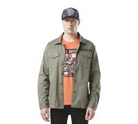 Veste Homme Army, Surchemise Homme Coton, Vert, Noir, Taille S