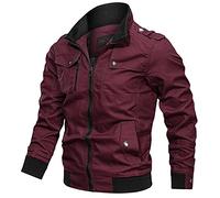 Veste Homme Casual Col Montant Fermeture Éclair Longue Manches Poches Trench Coupe Décontractée Imperméable Légère (XXL)