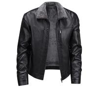 Veste Homme Couleur Unie Revers Chaud Veste Hiver Décontractée Hiver Slim Fit Manteau Laine Manches Longues Veste Décontractée Veste Confortable Veste en Cuir Manteau Décontracté Flocage Moto, O Noir