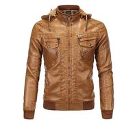 Veste Homme Cuir Véritable Zippée Polaire Vestes Cargo en Polaire d'hiver pour Hommes Veste A Capuche Travail Aviateur éPaisse Et Chaude Manteau Hooded Jacket Matelassé Eprintemps Hiver Petit Cadeau