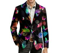 Veste Homme de Carnaval en Velours Côtelé Imprimé, Blazer de Fête Coupe Moderne, Manteau Élégant pour Créer Un Costume de Style Business Décontracté(Multicolour, L)