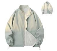 Veste Homme Décontractée Légère Réversible Printemps Automne Polyvalente Tendance Extérieur Quotidien Style Zip Up Coupe Loose Pure Couleur Deux Faces avec Poches