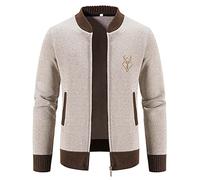 Veste Homme en Tricot Vestes Sweat Hiver à Manches Longues Veste Matelassée à Col Montant Pull Rétro Beau de Grande Taille Veste Cardigan de Couleur Unie Hommes