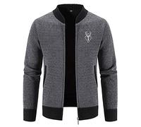 Veste Homme en Tricot Vestes Sweat Hiver à Manches Longues Veste Matelassée à Col Montant Pull Rétro Beau de Grande Taille Veste Cardigan de Couleur Unie Hommes