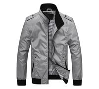 Veste Homme Habillé Vestes demi-saison d'été Blousons d'aviateur course Manteaus en softshell coton col montant poches chic Style universitaire pour hommes années 70 fête