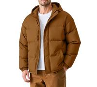 Veste Homme Hiver Couleur Pure, Veste Chaude Homme Zip Classique, Doudounes avec Capuche Souple - Blousons avec Poches Cyclisme Mode Marron Clair 4XL