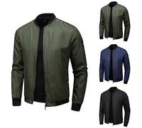 Veste Homme Imperméable Coupe Vent Blouson Homme Mi Saison Légère et Résistante Bombers Décontractée Blouson Homme Veste Imperméable Décontracté Jacket Printemps été de Couleur Unie Col Debout