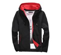 Veste Homme Impérmeable Veste à Capuche, Coupe Vent Manteau Homme Multi Poches Doublure en Polaire Chaude Résistant Léger Sport Running Pliable Poncho Manteau de Pluie Neige