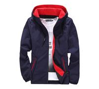 Veste Homme Impérmeable Veste à Capuche, Coupe Vent Manteau Homme Multi Poches Doublure en Polaire Chaude Résistant Léger Sport Running Pliable Poncho Manteau de Pluie Neige
