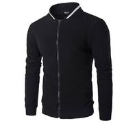 Veste Homme Manches Longues Pull Uni Zippé Bomber Blouson Sweat-Shirt Sport - MOBIGARLAN - NoirA2 - M1Y3AA M