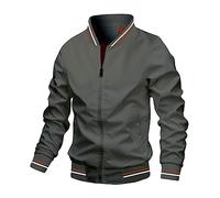 Veste Homme Mi Saison - Mens Fashion Leisure Color Matching Zipper Pocket Long Sleeve Coat Jacket Blouson Homme Cuir Noir
