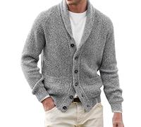 Veste Homme Original - Homme Automne Et Hiver Pull Épais Jacquard Long Soild Couleur Bouton Tricot Chaud Cardigan Pull Veste Sweats Capuche pour Hommes Graphique