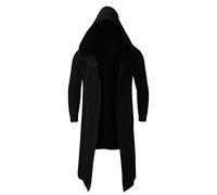 Veste Hommes Style Foncé Long Cardigan Manteau Manteau Pull À Capuche (3XL,Le Noir)