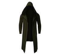 Veste Hommes Style Foncé Long Cardigan Manteau Manteau Pull À Capuche (3XL,Vert)