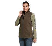 Veste imperméable à capuche sans manches femme Ariat Rebar DuraCanvas Marron M