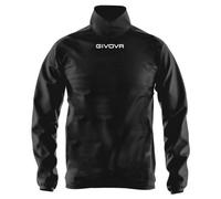 Veste imperméable col côtelé Givova - black - L - 100% polyester - Logo brodé - Taille elastique L