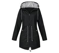 Veste Imperméable Femme avec capuche Grande Taille Léger Manteau de pluie Imperméable Coupe-vent avec Poches et Zippée Vêtements Imperméables Couleur Unie Rayé Poncho Trench-Coat