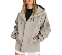 Veste Imperméable Femme Capuche Grande Taille Randonnée Running Veste de pluie Couleur Unie Outdoor Manteau avec Zippé Manches Longues Automne Hiver Blousons Anti-Pluie