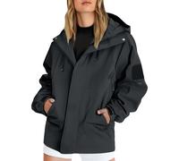 Veste Imperméable Femme Capuche Grande Taille Randonnée Running Veste de pluie Couleur Unie Outdoor Manteau avec Zippé Manches Longues Automne Hiver Blousons Anti-Pluie