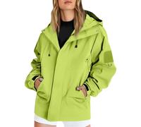 Veste Imperméable Femme Capuche Grande Taille Randonnée Running Veste de pluie Couleur Unie Outdoor Manteau avec Zippé Manches Longues Automne Hiver Blousons Anti-Pluie