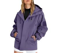 Veste Imperméable Femme Capuche Grande Taille Randonnée Running Veste de pluie Couleur Unie Outdoor Manteau avec Zippé Manches Longues Automne Hiver Blousons Anti-Pluie