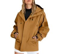 Veste Imperméable Femme Capuche Grande Taille Randonnée Running Veste de pluie Couleur Unie Outdoor Manteau avec Zippé Manches Longues Automne Hiver Blousons Anti-Pluie