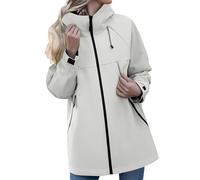 Veste Imperméable Femme Capuche Zippé Manteau Mi Saison À Capuche Grande Taille Trench-Coat Décontracté Veste de Pluie Avec Poche Couleur Unie Blouson Vêtements Camping Coupe-Vent Outdoor Randonnée