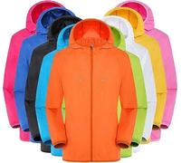 Veste Imperméable Femme et Homme Impermeable Veste De Pluie Avec Capuche Légère Séchage Rapide Couleur Unie Léger Manteau de Pluie Sport Montagne Fermeture éclair Fine Respirant Veste Pour Les Voyages