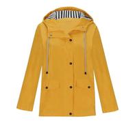 Veste Imperméable Femme Manteau Long Imperméable Femmes Trench Capuche À La Mode Coupe Vent Couleur Unie Rayé avec Cordon Veste De Sport avec Zippé Vetement Femme D'extérieur