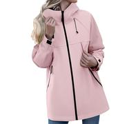 Veste Impermeable Femme Mi Saison Blouson Femme Manches Longues Waterproof Imperméable Rains Raincoat Sport avec Capuche Extérieur Softshell Legere Vêtements 2#Rose S