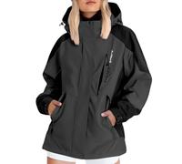 Veste Impermeable Femme Mi Saison Randonnée Respirante Uni Raincoat Rains Imperméable Legere Manches Longues Extérieur Vetement De Pluie Sport Vêtements 11#Noir XXL