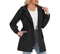 Veste Impermeable Femme Mi Saison Veste Automne Femme Grande Taille Chic Raincoat Grande Taille Imperméable Waterproof Manches Longues Legere Rains Elegant Vêtements 11#Noir XL