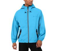 Veste Imperméable Homme Chaude Travail Hiver Coupe Vent Cycliste Patchwork Moto Blouson Homme Hiver Capuche Moda Jacket Running Noël 2#Ciel Bleu L