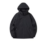 Veste Imperméable Homme De Pluie Été Rétro Multi-Poches Blouson en PU Capuche Amovible Texture Mate Coupe Vent Travail pour Hommes Portables Softshell Imperméables