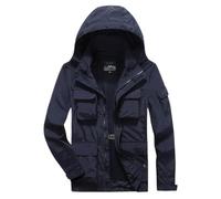 Veste Imperméable Homme Parka pour Hommes Ete Este Manteau Automne Hiver De Pluie Coupe Vent Legere Vetement Coupe-Vent À Capuche Blouson Léger Casual Trench-Coat Poches Multiples a-Bleu 4XL
