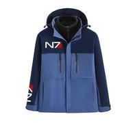 Veste imperméable homme, veste plein air avec doublure polaire, pour Mass Effect N7, manteau ski d’hiver coupe-vent et déperlant, chaud, avec capuche et multiples poches,Blue2-3x_l
