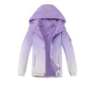 Veste imperméable imprimée pour fille, manteau à capuche léger pour le printemps et l'automne, les jeux en plein air et les jours de pluie, violet, 7-8 ans